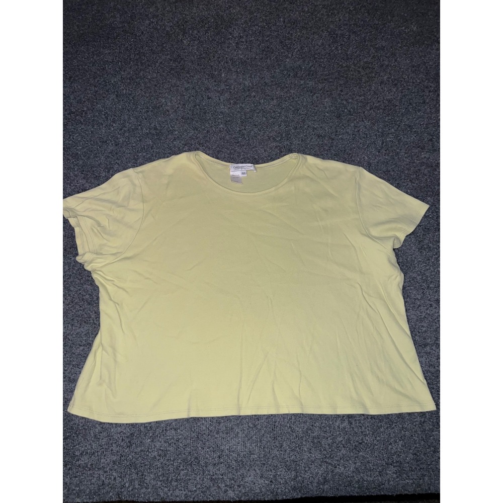 Coldwater Creek Womens XL Pale Yellow 100% Cotton Short Sleeve T-Shirt